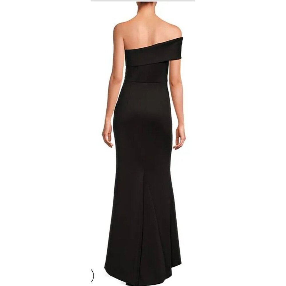 Eliza J Black Sleeveless Draped Gown With Spaghetti Straps Size 10 Formal Wear - Picture 2 of 6